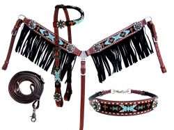 Showman 4 Piece beaded Navajo headstall and breast collar set